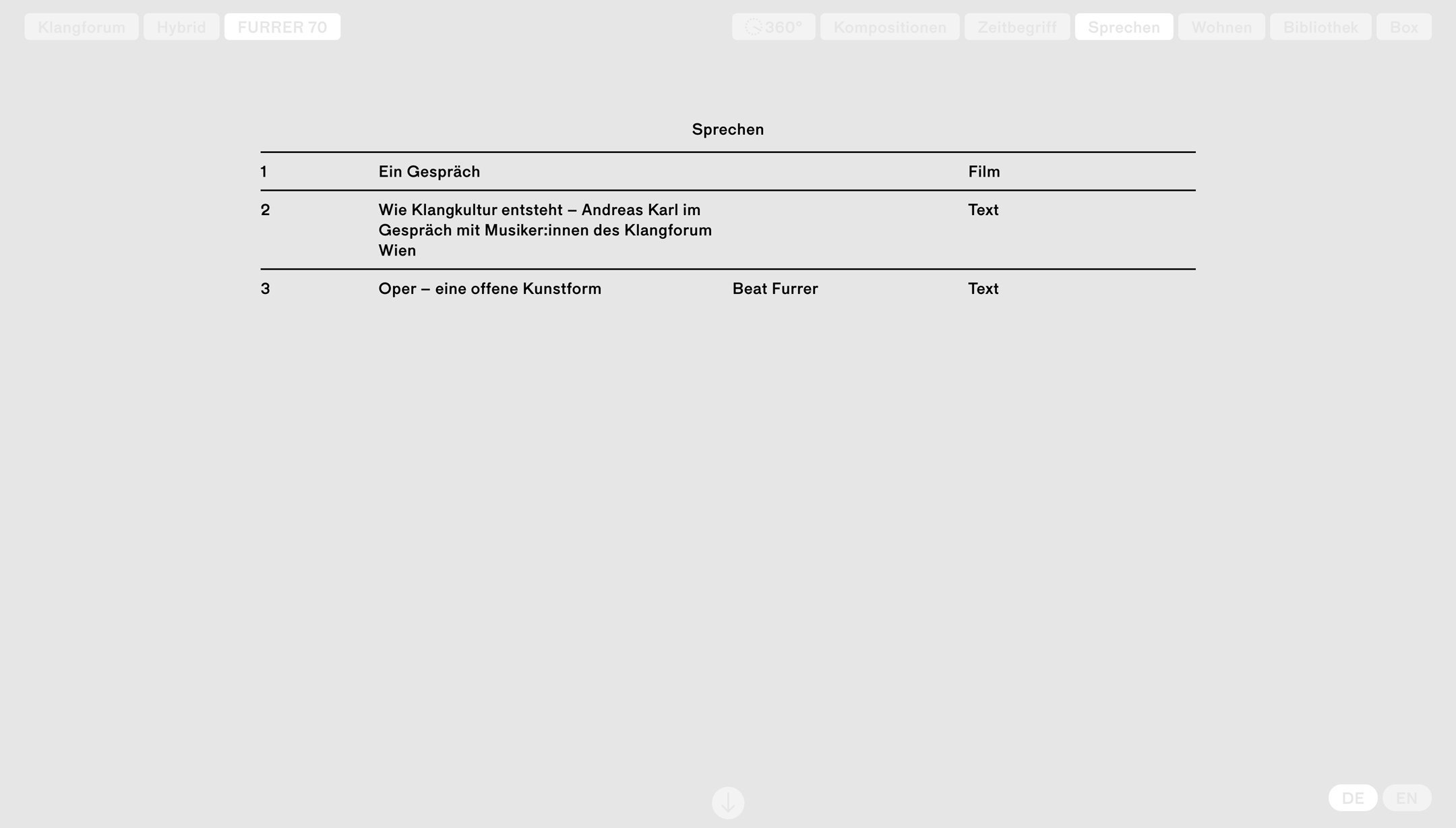 FURRER 70 Online Platform Klangforum