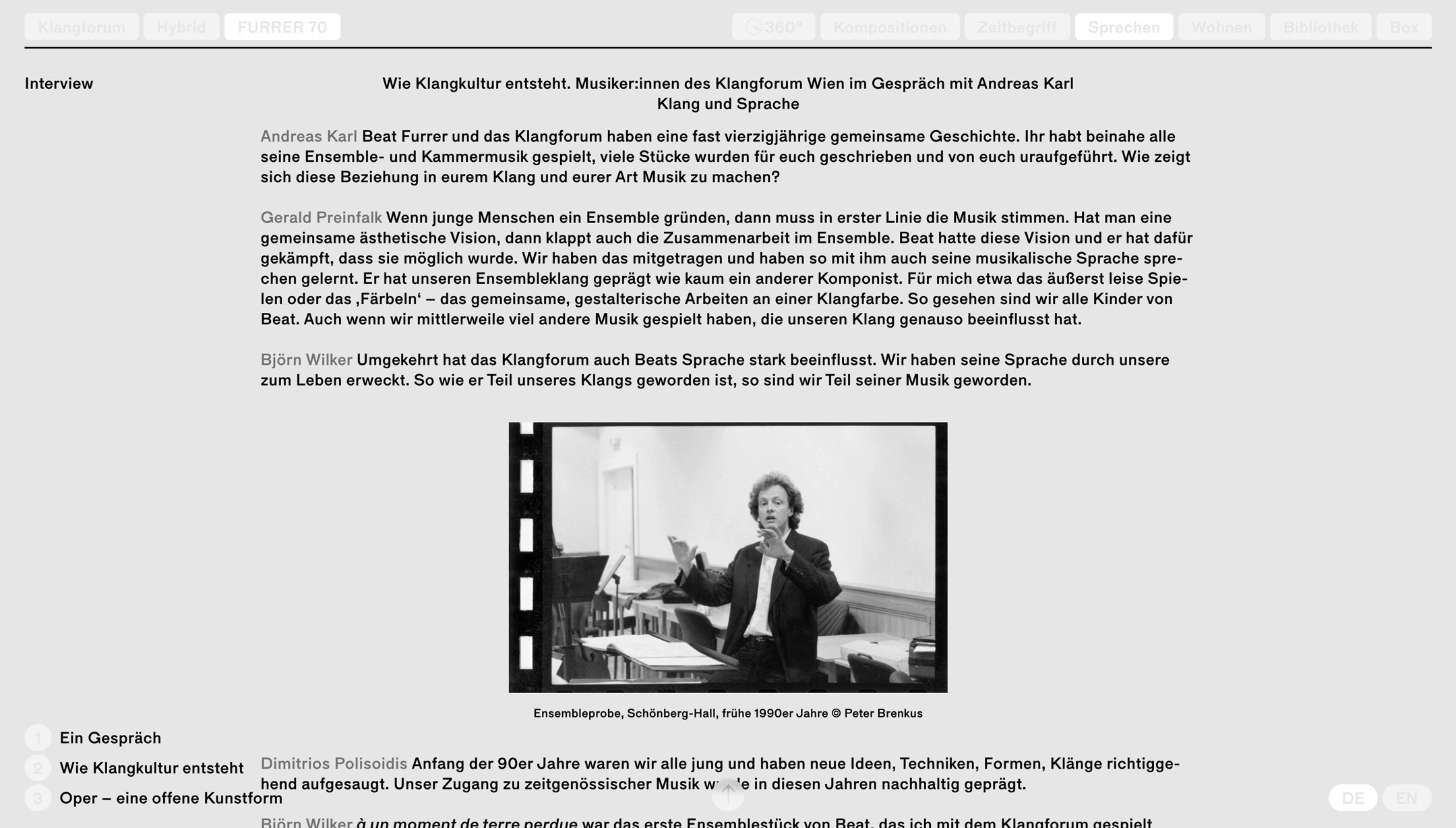 FURRER 70 Online Platform Klangforum